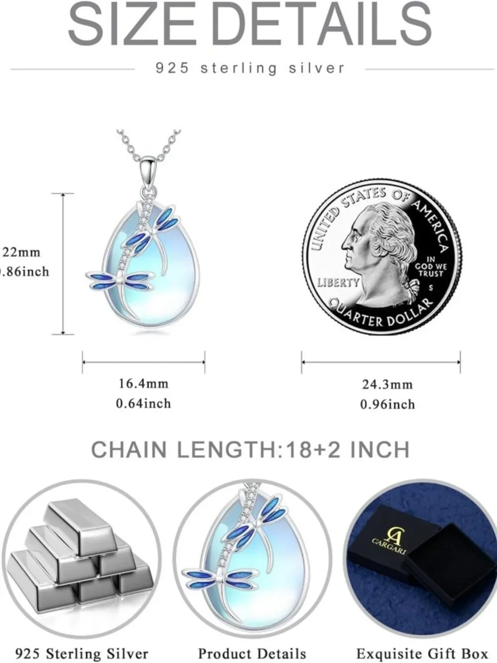 Moonstone Animal Pendant Necklace - 925 Sterling Silver Fox, Cat, Butterfly